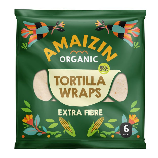 Amaizin Tortilla Wraps Extra Fibre Organic 240g Pack (6 pieces) - Greenlands Health Store