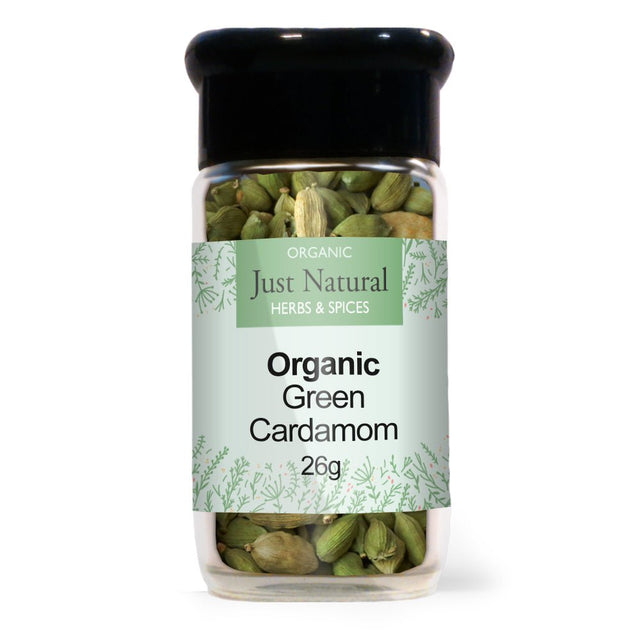 Organic Green Cardamom Pods (Glass Jar) 26g - Greenlands Health Store