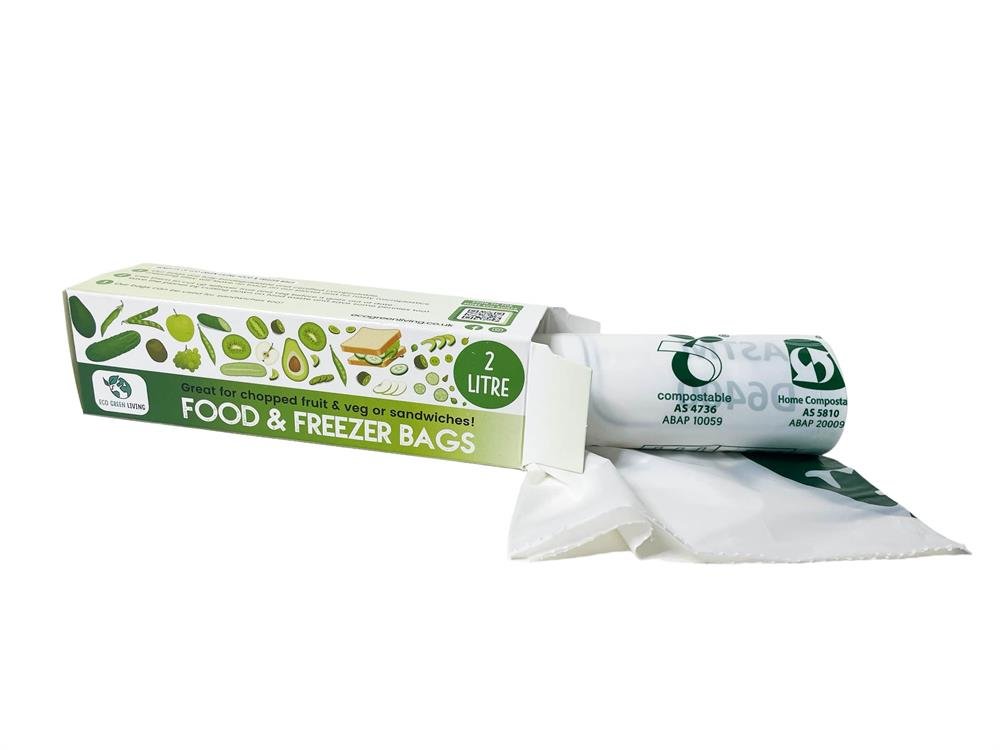 2 Litre Certified Compostable Food & Freezer Bags - Greenlands Health Store