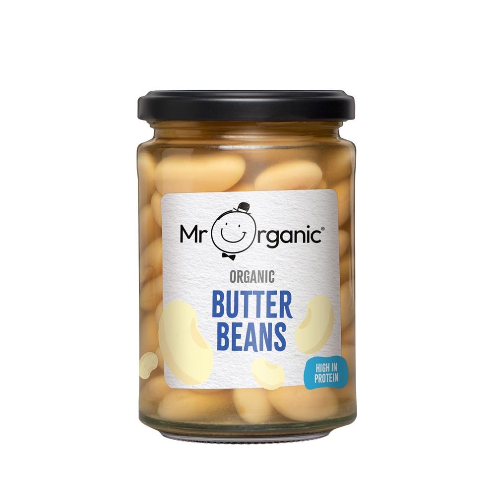 Mr Organic Butter Beans 350g (in glass jar) - Greenlands Health Store