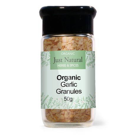 Organic Garlic Granules (Glass Jar) 50g - Greenlands Health Store