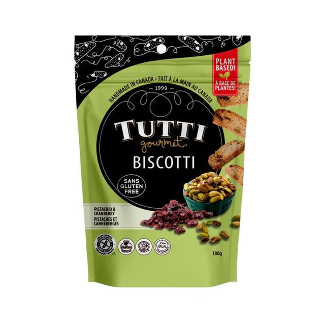 Tutti Handmade Gluten Free Vegan Pistachio Cran Biscotti 180g - Greenlands Health Store