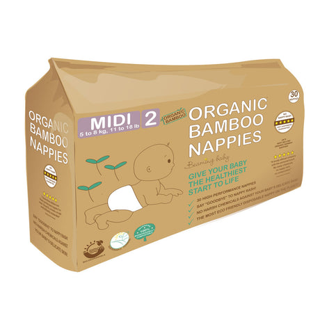 Organic Bamboo Nappies Size 2 (5-8 kg 30 nappies) - Greenlands Health Store