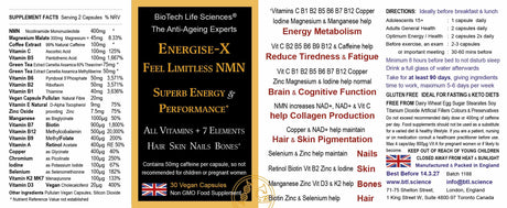 Energise - X Feel Limitless Max Energy No Fatigue 30 caps NMN +Vits - Greenlands Health Store