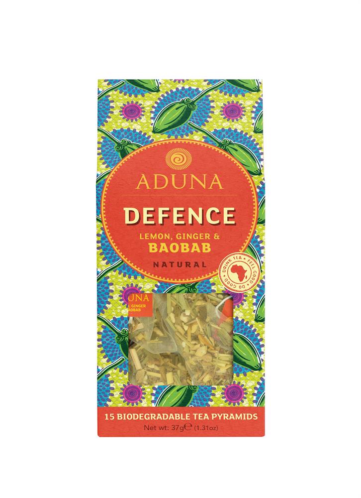 Aduna Defence Super-Tea Lemon Ginger & Baobab (15 Pyramids) - Greenlands Health Store