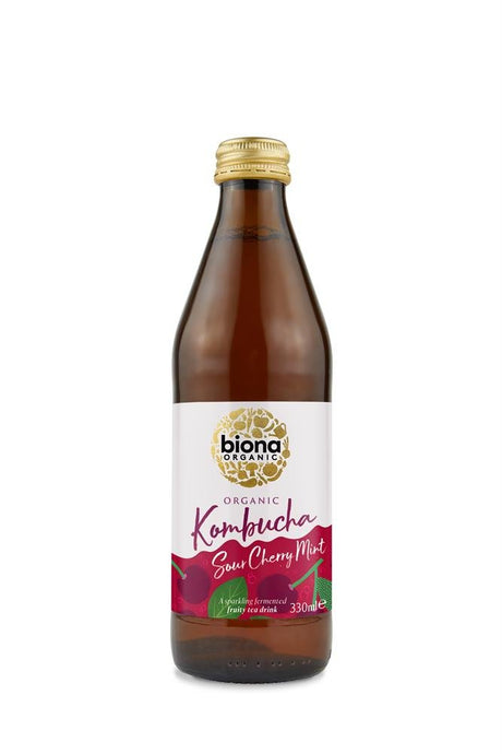 Biona Organic Kombucha Sour Cherry & Mint 330ml - Greenlands Health Store