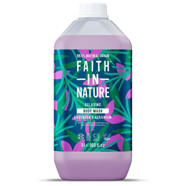 Faith in Nature Lavender & Geranium Body Wash 5 Litre - Greenlands Health Store