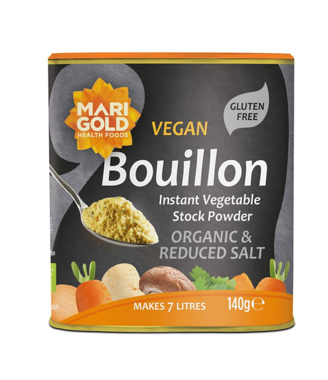 Marigold Organic Less Salt Vegan Bouillon 140g Grey - Greenlands Health Store