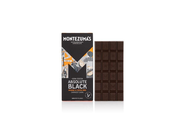 Absolute Black 100% Cocoa with Coco Nibs and Orange 90g - Greenlands Health Store