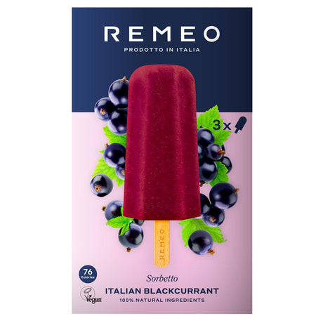 REMEO Blackcurrant Sorbetto Sticks Multipack 3x70ml - Greenlands Health Store