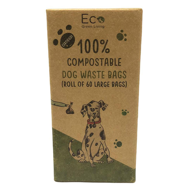 Compostable Dog Waste Bags 1 Pack. 60 Large Bags - Greenlands Health Store