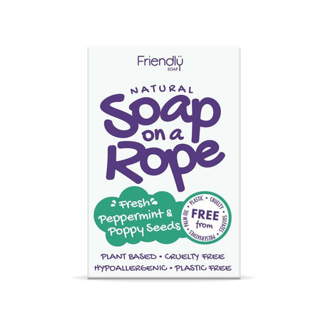 Peppermint & Poppyseeds - Natural Soap On A Rope 125g - Greenlands Health Store
