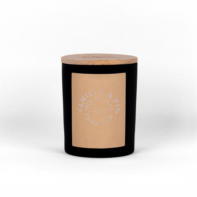 Vanilla & Fig Black Natural Wax Candle 9.5cm x 8cm x 8cm - Greenlands Health Store