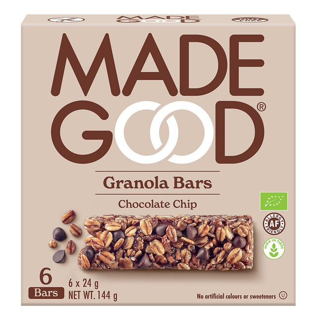 MadeGood Granola Bar Chocolate Chip 6 x 24g Multipack - Greenlands Health Store