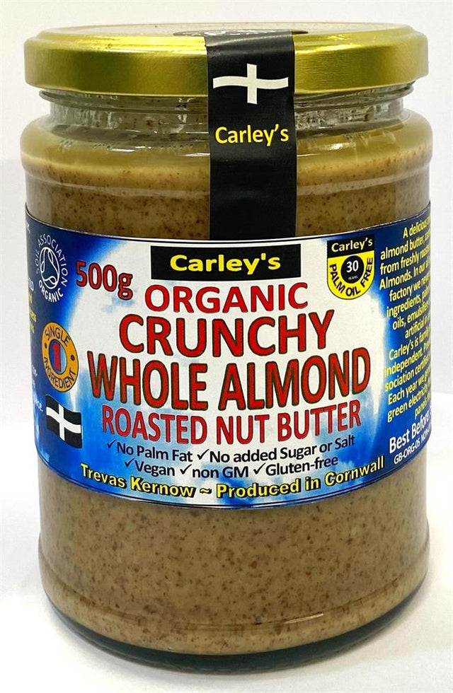 Carley's Organic ROASTED CRUNCHY Almond Butter 500g - Greenlands Health Store