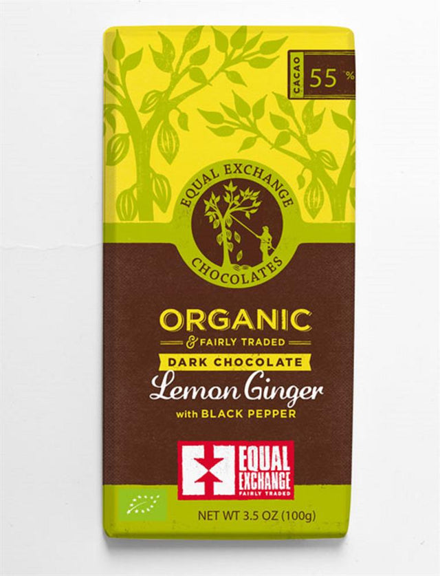 Organic Fair Trade Lemon Ginger & Pepper Chocolate (55%) - Greenlands Health Store