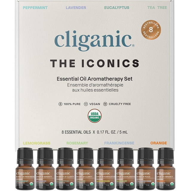 Cliganic Organic Aromatherapy Set Top 8 - Greenlands Health Store
