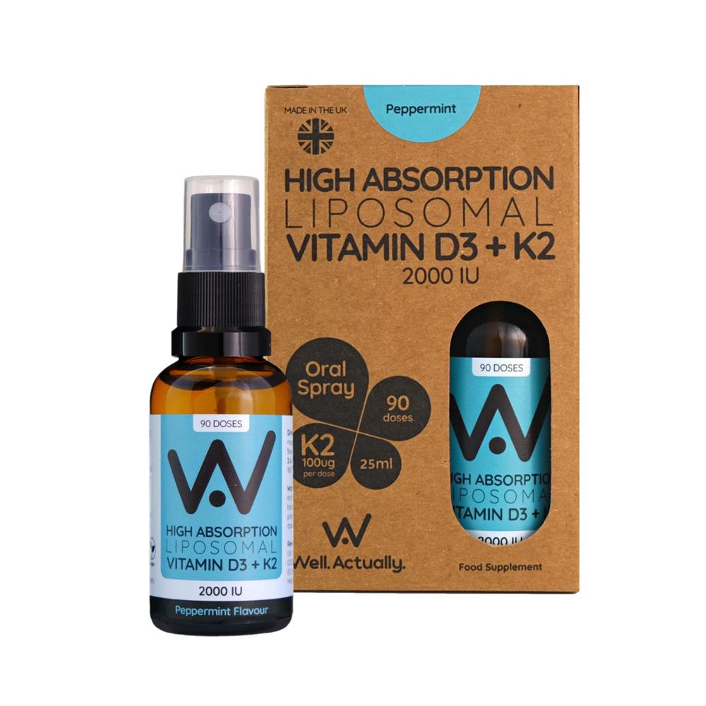 Vitamin D3 (2000IU's) + K2 (100mcg) - Liposomal Spray - Pep - Greenlands Health Store