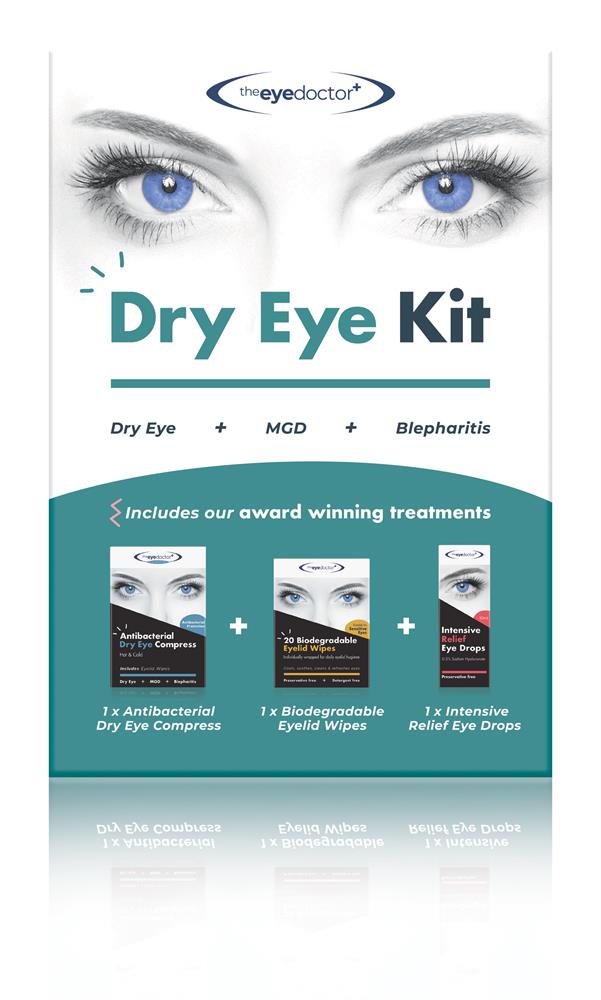 The Eye Doctor Perfect start kit 3 full size products: wipes mask drops. - Greenlands Health Store