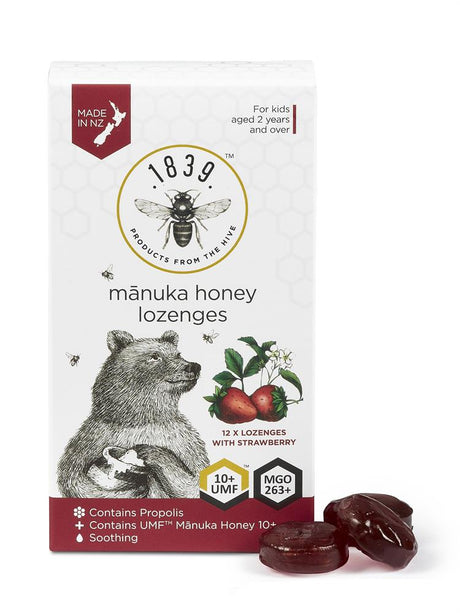 UMF 10+ Strawberry Lozenges with Manuka Honey - Greenlands Health Store