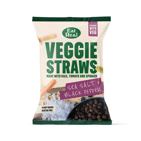 Eat Real Veggie Straws Sea Salt Black Pepper 110g - Greenlands Health Store