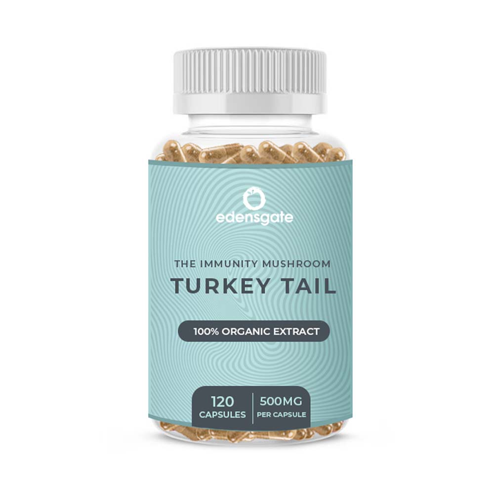 Turkey Tail Mushroom Capsules - Premium Extract - 120 Capsules - Greenlands Health Store