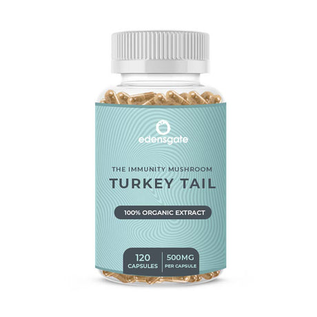 Turkey Tail Mushroom Capsules - Premium Extract - 120 Capsules - Greenlands Health Store