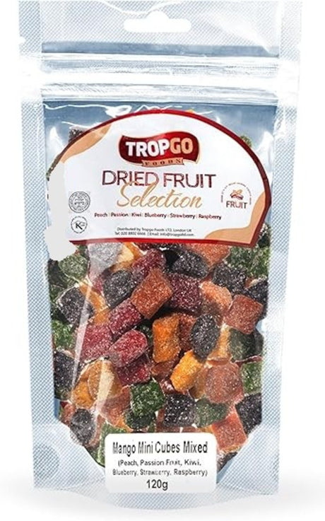Tropgo Mango Dried Fruit Mix Mini Cubes 120g - Greenlands Health Store