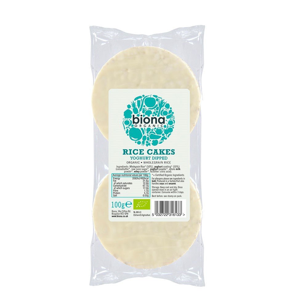 Organic Yoghurt Coated Rice Cakes 100g - Greenlands Health Store
