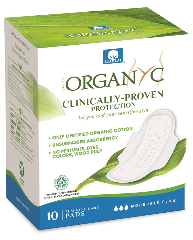 Period Pads - Moderate Flow folded with wings - 10 pads - Greenlands Health Store