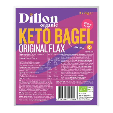 Dillon Organic Keto Bagel Original Flax 150g - Greenlands Health Store