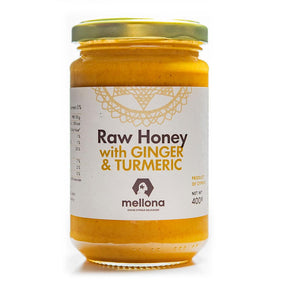 Mellona Cypriot Raw Honey with Ginger & Turmeric 400g - Greenlands Health Store