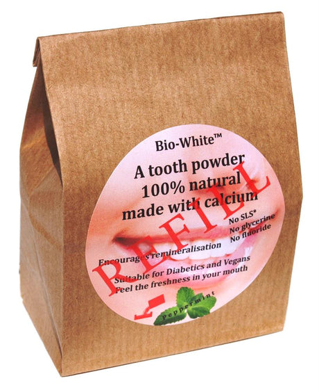 Tooth Powder Peppermint refill in a paper bag 35g - Greenlands Health Store