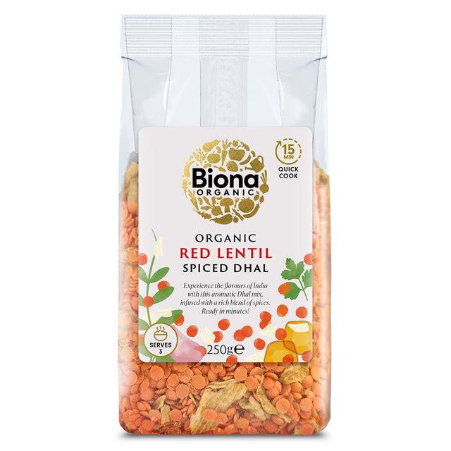 Biona Organic Spiced Red Lentil Dahl 250g - Greenlands Health Store