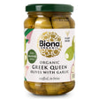Biona Organic Greek Queen Olives Stuffed with Garlic 370g - Greenlands Health Store