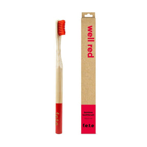 Bamboo Toothbrush "Well Red" - Red Medium 1 Unit - Greenlands Health Store