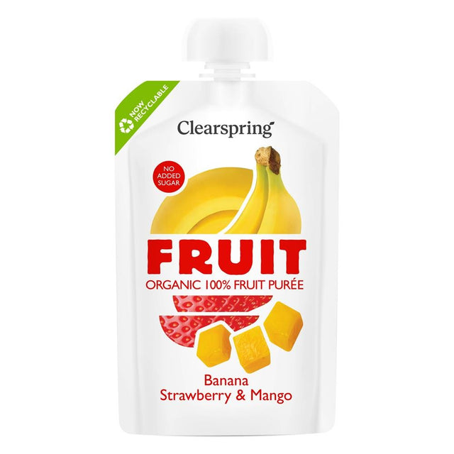 Organic FRUIT 100% Fruit Puree - Banana Strawberry & Mango 100g - Greenlands Health Store