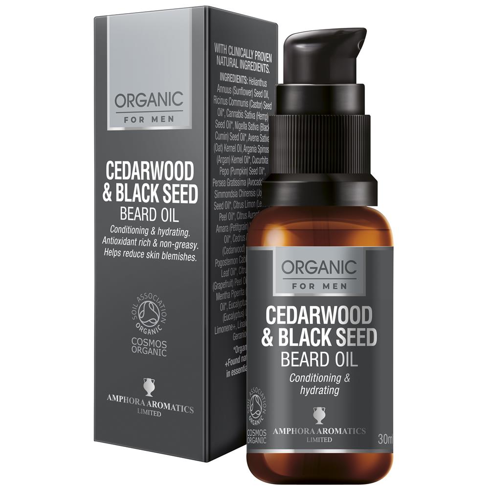 Cedarwood & Black Seed Beard Oil COSMOS Organic 30ml - Greenlands Health Store