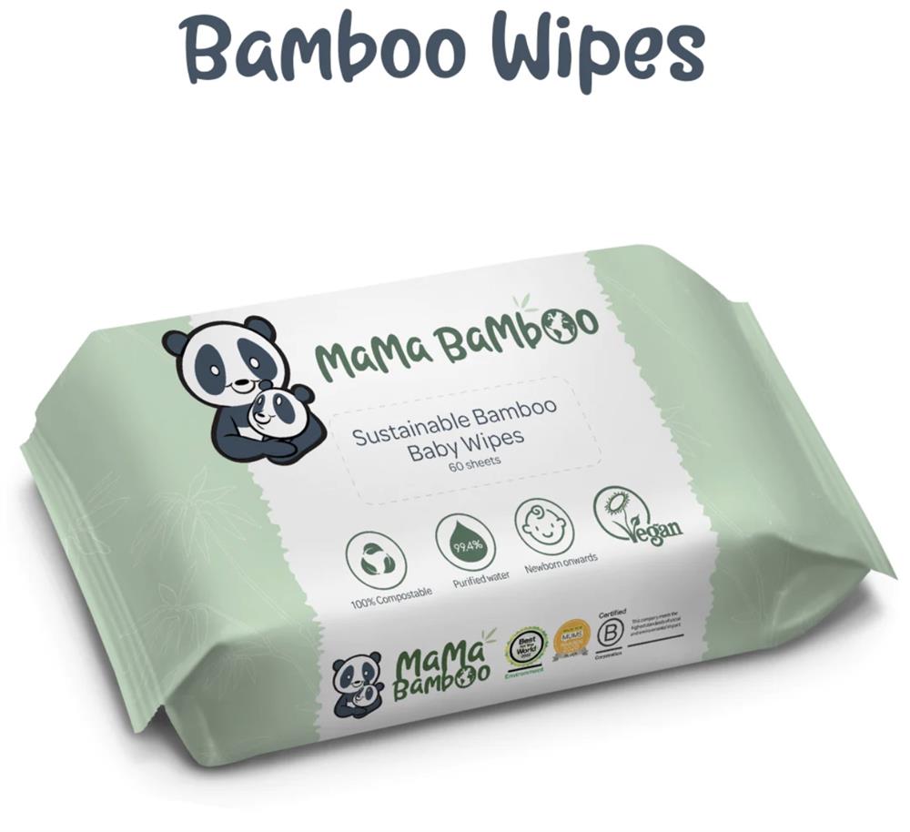 Mama Bamboo Eco Baby Wipes (60 wipes per pack) 360g - Greenlands Health Store