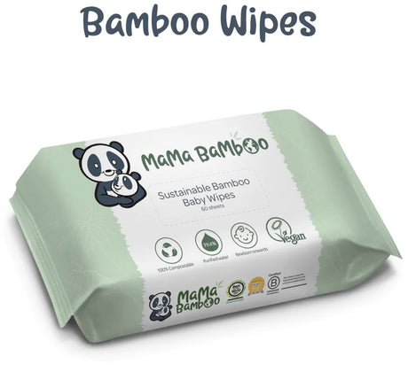 Mama Bamboo Eco Baby Wipes (60 wipes per pack) 360g - Greenlands Health Store
