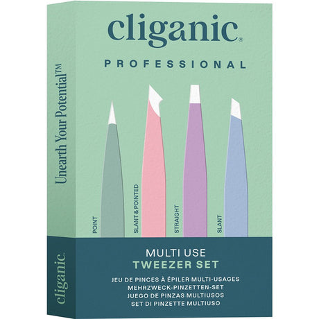 Cliganic 4 - Piece Tweezers Set - Assorted Colors UK - Greenlands Health Store