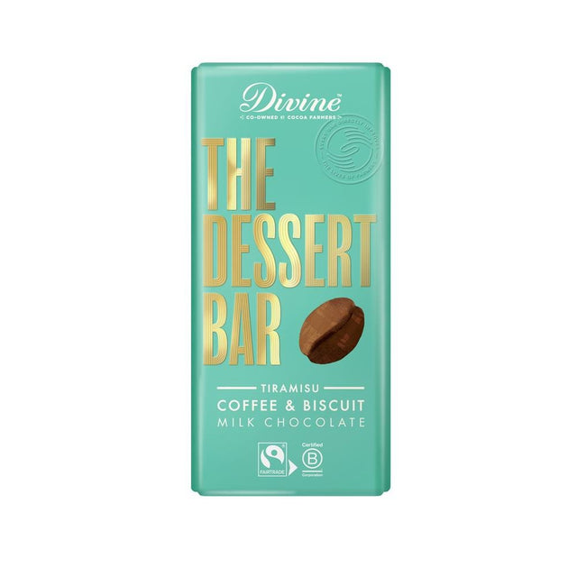 Divine 38% Milk Choc Tiramisu with Coffee and Biscuit Bar 180g - Greenlands Health Store