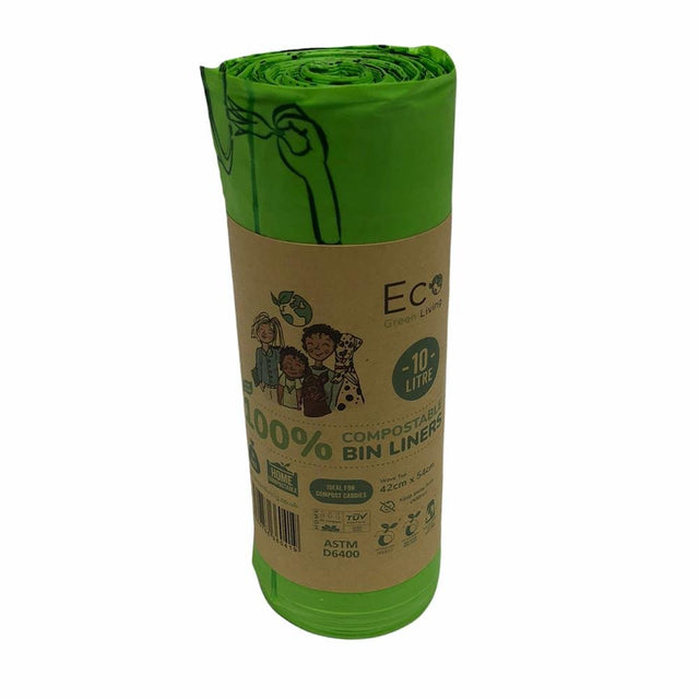 Eco Green Living Certified Compostable 10L Caddy Bags - Greenlands Health Store