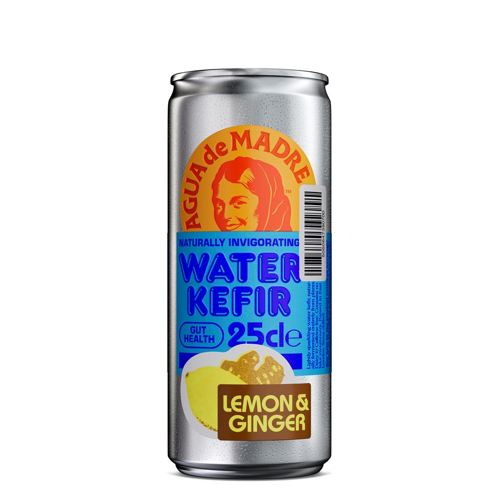 Agua de Madre Lemon & Ginger Water Kefir 250ml Can - Greenlands Health Store
