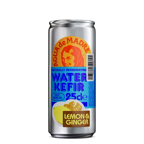 Agua de Madre Lemon & Ginger Water Kefir 250ml Can - Greenlands Health Store