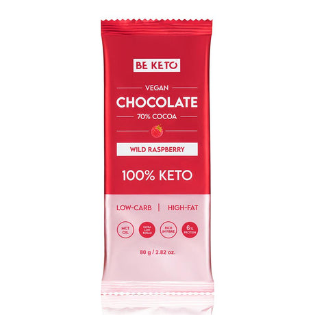 BeKeto - Vegan Keto Chocolate + MCT Wild Raspberry 80g - Greenlands Health Store