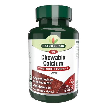 Calcium (Chewable) - 400mg (Natural Lemon Flavour) 60 Tablets - Greenlands Health Store