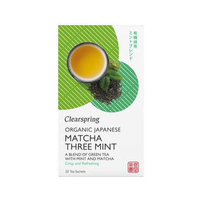 Organic Japanese Matcha Three Mint 20 Teabags - Greenlands Health Store