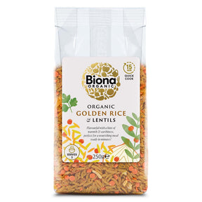 Biona Organic Golden Rice & Lentils 250g - Greenlands Health Store