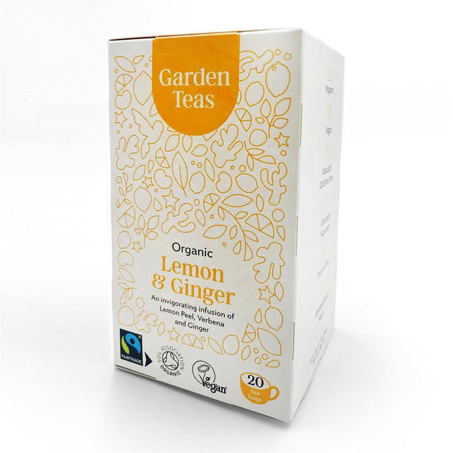 Organic Fairtrade Lemon & Ginger 20 Plastic Free Envelopes - Greenlands Health Store